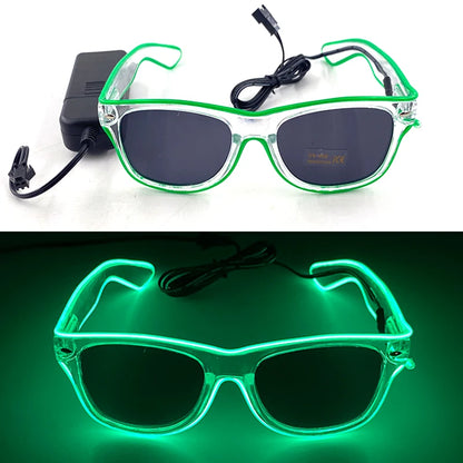 1PC Light Up LED Glasses Glow Sunglasses EL Wire Neon Glasses Glow in The Dark Party Supplies Neon Party Favors for Adults