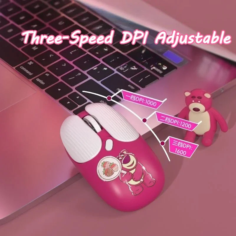 Mickey Bluetooth Wireless Keyboard and Mouse Set 84 Keys Cartoon Round Keycaps Mini Keyboard for Laptop Compute Gaming Office