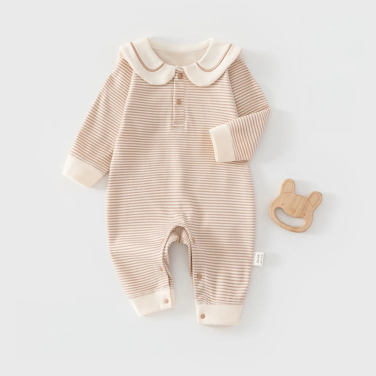 2026 Spring Cotton Newborn Jumpsuit Baby Bodysuits and One-pieces 0-24M Boys Girls Sailor Collar Stripe Boneless Soft Romper