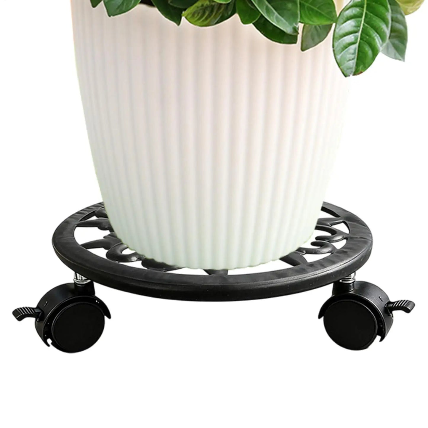 Plant Stand with Wheels Heavy Duty Metal Planter Tray Plant Roller for Indoor Outdoor Patio Garden Balcony Moving Display