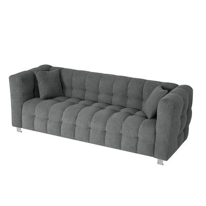80-Inch Modern Teddy Fleece Sofa, With 2 Cushions 3-Seater  Sofa Suitable for Living Room Bedroom or Apartment Comfortable Deep-Set Leisure Furniture Wide Armrest Design Easy to Assemble