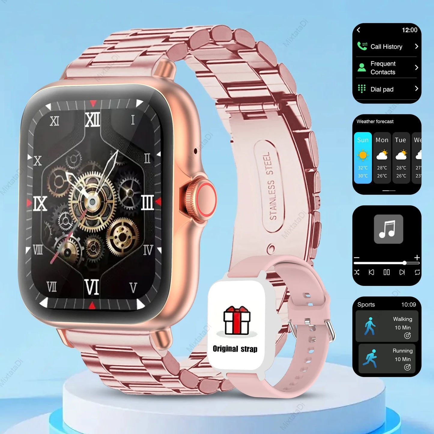 1.83'' Smart Watch with Message Answer Call Sleep Monitoring Sports Pedometer Information Alerts For iPhone Android