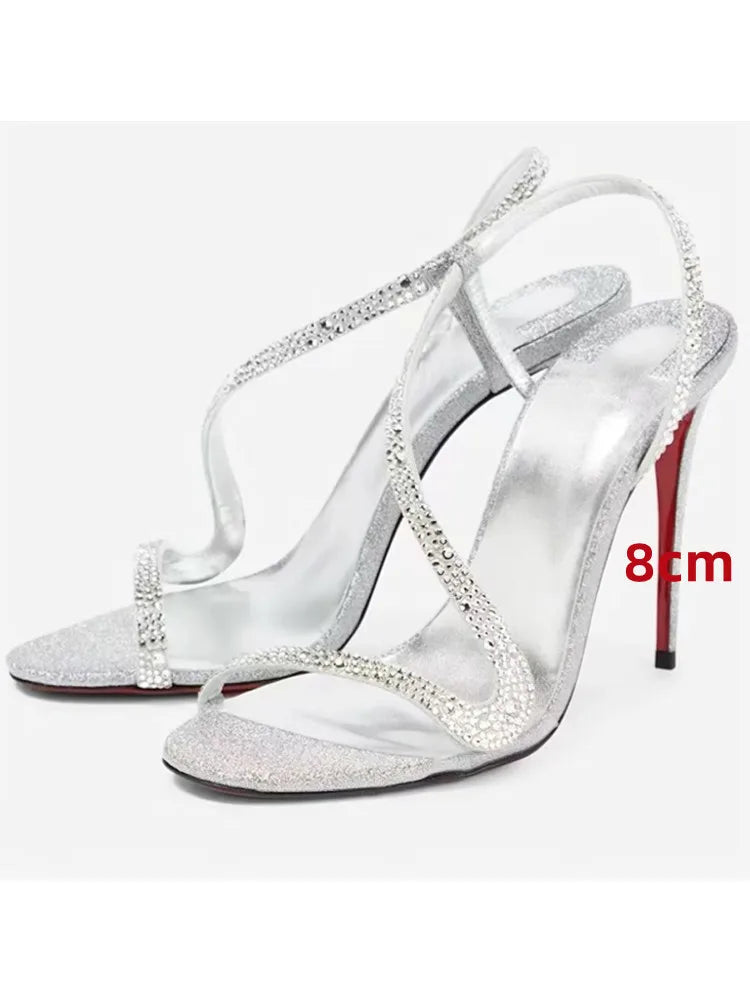 Ladies' Summer New Multi Color Serpentine Grass Stiletto Sandals Sexy Party Fashion Show 35-44 Large Women's Sandals