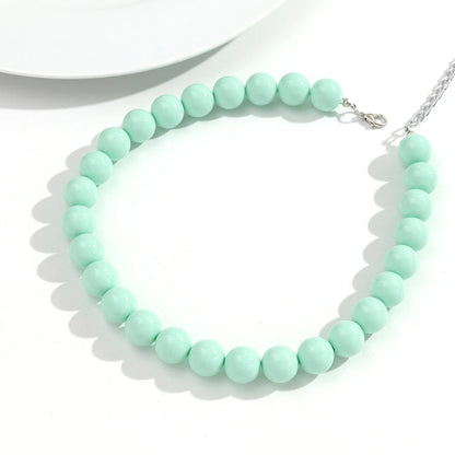 Boho Colorful Acrylic Big Ball Bead Chain Necklace Trendy Handmade