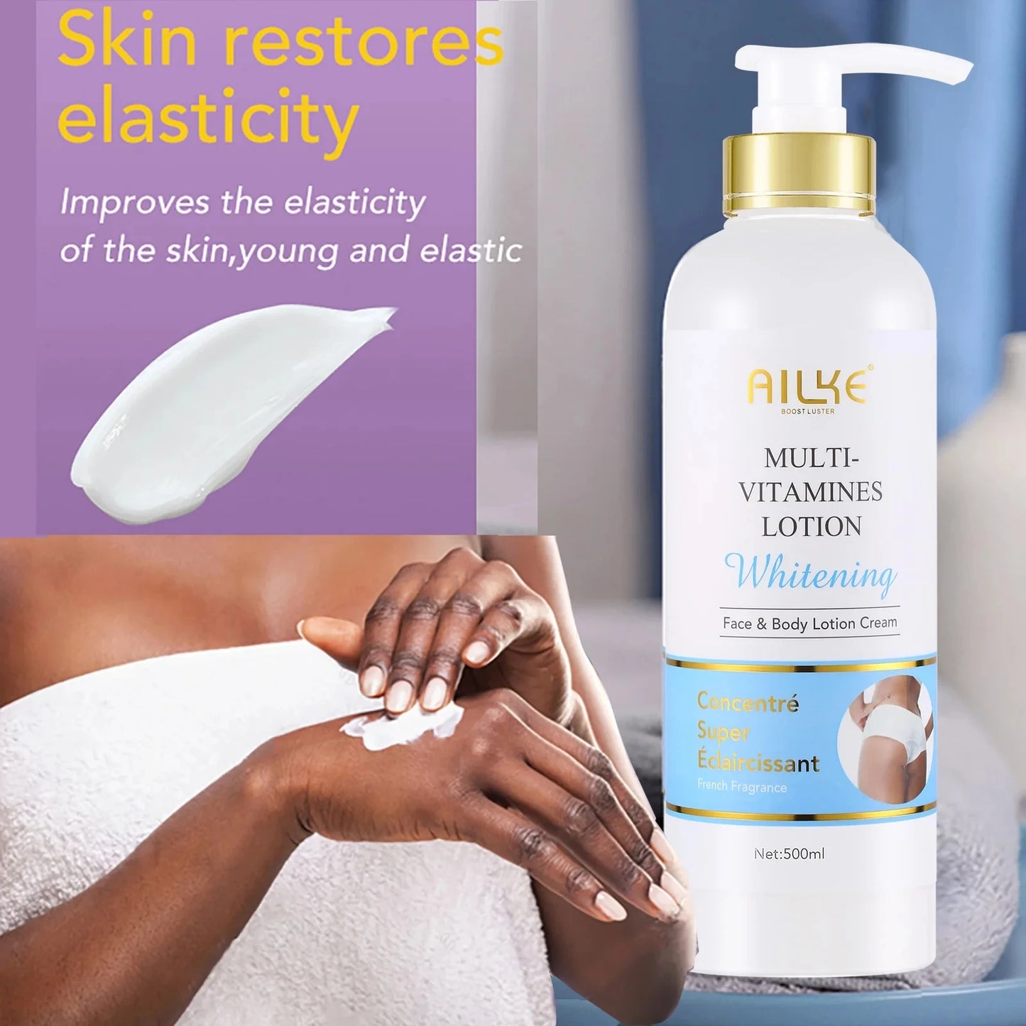 AILKE Multi Vitamin Brightening Skin Care Set, With Vitamin C E B5, Hydrating, Anti Dark Spots, Wrinkles, Even Tone for Women
