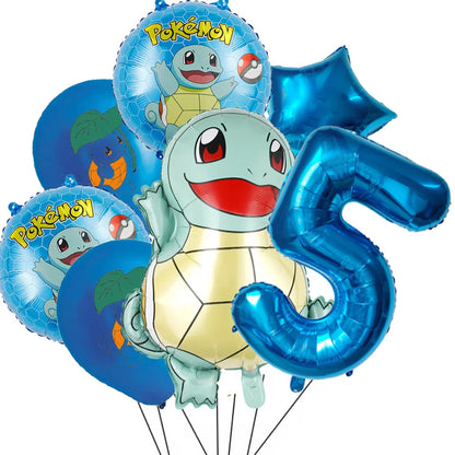 7Pcs/Set Pokemon Balloon Set Pikachu Charmander Cartoon Aluminum Foil Balloons Party Decoration Props Toy Anime Birthday Party