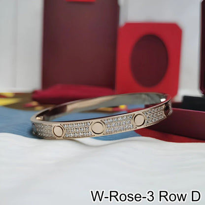 Rose Gold Silver Plated Diamond Studded Bangle Bracelet for Women 16 17 18 19 Size Fashion Jewelry Bracelets
