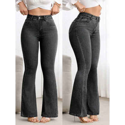 2026 New Women's Elastic Slimming Bell Bottom Jeans Butt Lifting Waist Micro Flared Pants Cotton Natural Waist Denim Jeans