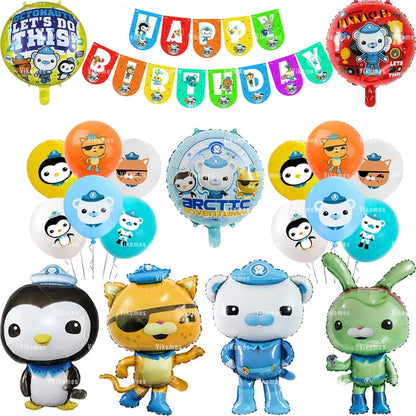 The Octonautsed Party Decoration Bear Cat Penguin Latex Ballons Captain Sea Animal Foil Balloons Happy Birthday Banner Kids Toy