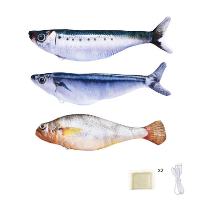 Petgravity 3PCS Electric Fish Pet Cat Toys Catnip Simulation Fish Swing Kitten Dance Fish Toy Funny Cats Playing Supplies USB Charging