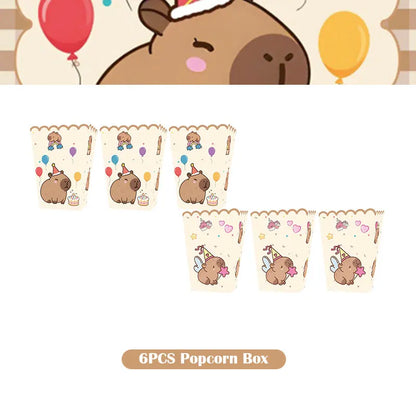 Capybara Decoration Birthday Party Favors Tableware Set Cup Plate Balloons Gift Bags Happy Banner Cake Topper Supplies for Girls