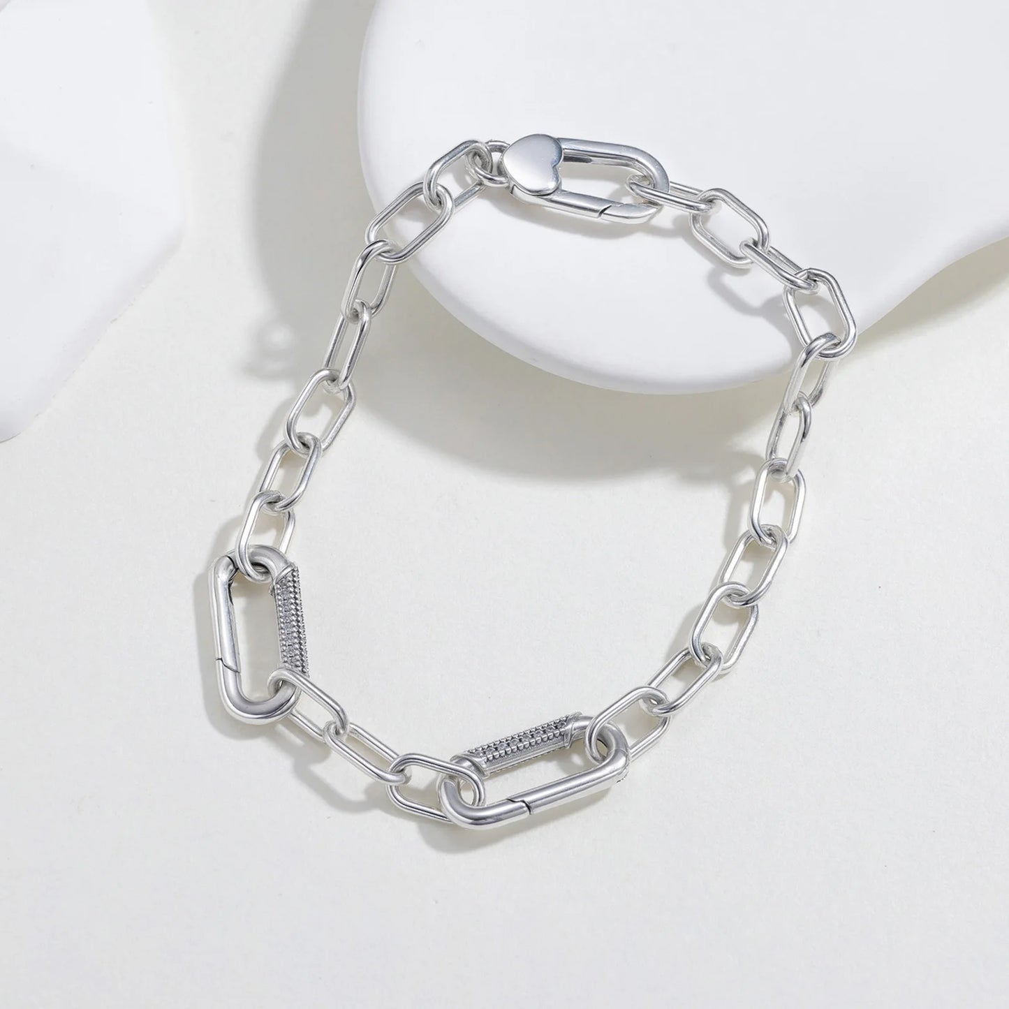 New Bracelet 925 Sterling Silver Diamond Clasp Me Bracelet Charm Beaded Women DIY Jewelry Make Holiday Hot Gifts