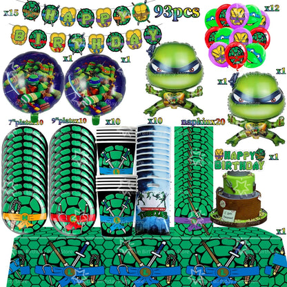 Cartoon Turtles Birthday Party Decorations Tableware Tablecloth Cup Plate Bag Napkins Balloon Baby Shower Turtles Party Favors