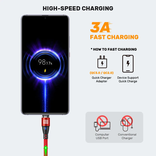 AUFU 60W Magnetic Cable Fast Charging For Mobile Phone Magnet Charger Wire Cord Micro Type C Cable For iPhone 15 Samsung Macbook