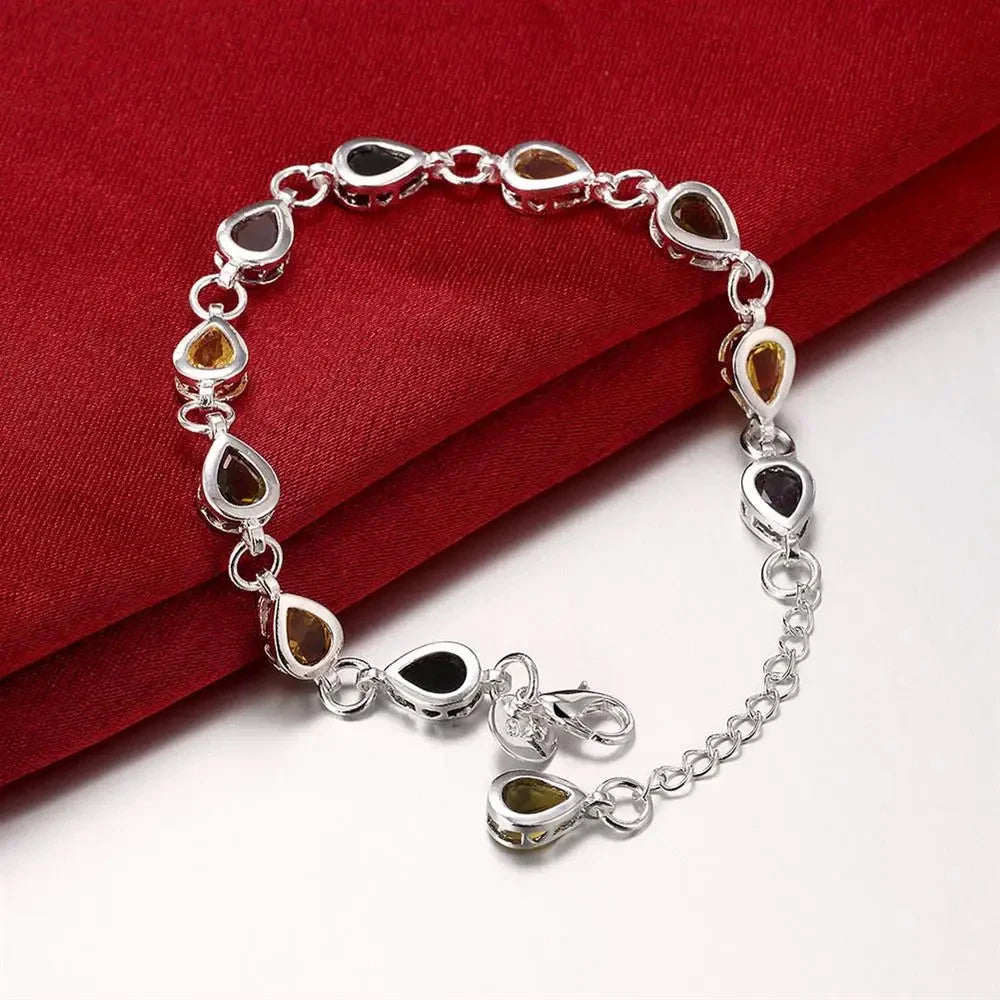 Wholesale 925 Sterling silver Noble charm Bracelets Zircon chain crystal Jewelry fashion for women wedding lady cute