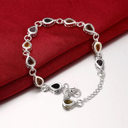 Wholesale 925 Sterling silver Noble charm Bracelets Zircon chain crystal Jewelry fashion for women wedding lady cute