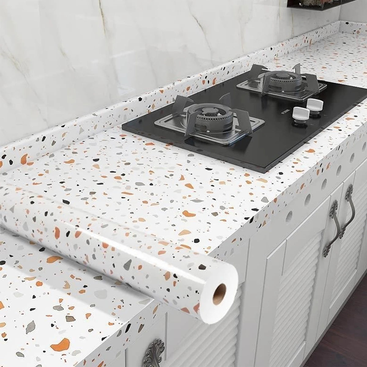Kitchen Oil-Proof Film Stove Waterproof Moisture-Proof Self-Adhesive Wallpaper Countertop Cabinet Renovation Tile Marble Sticker