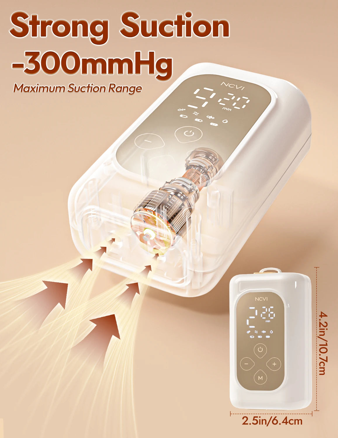 NCVI Wearable Electric Breast Pump Hands-Free 4 Modes 9 Levels Leakproof Double Sealed Milk Cup 21/24mm Flanges Quiet Portable for Home Work Travel