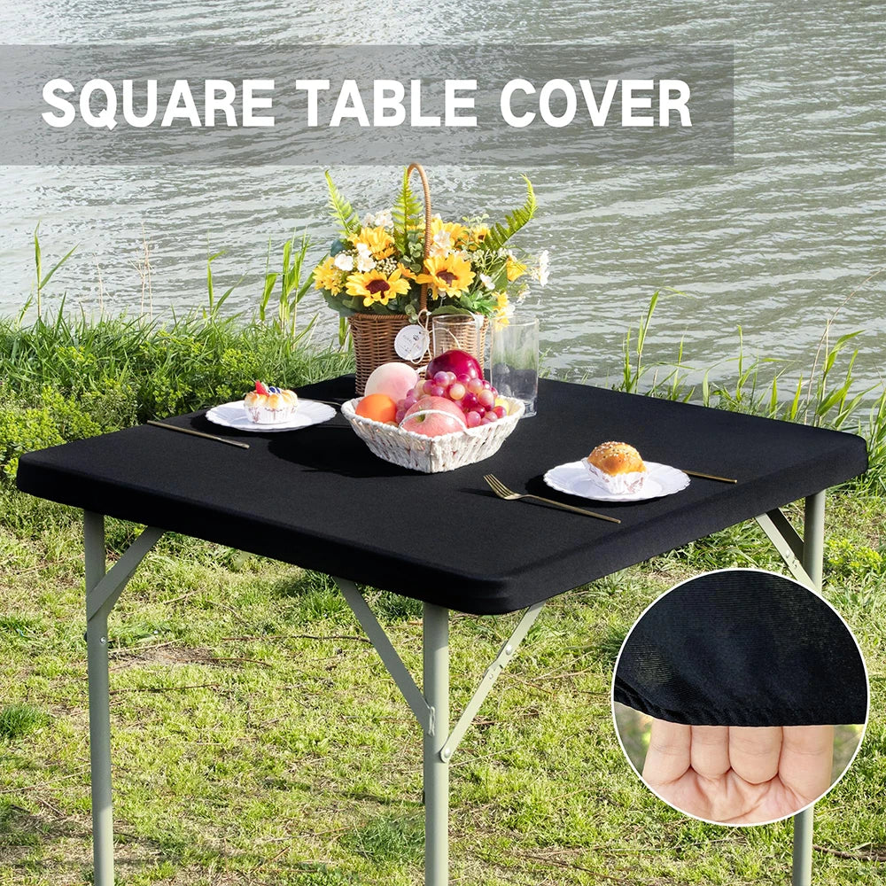 Square Fitted Table Cover Elastic Tablecloth Stretch Spandex Tables Top Cover Table Topper Cap for Dining Kitchen Home Party