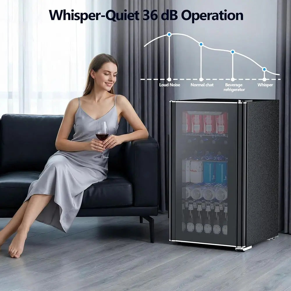 Compact 26-Bottle Wine Cooler & 130-Can Beverage Fridge with 40-61°F Temperature Control, Black