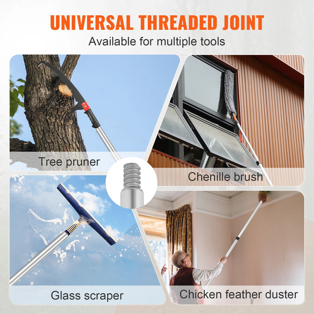 SucceBuy Manual Pole Saw Extendable Tree Pruner Sharp Steel Blade for Branches Trimming with Lightweight Aluminum Alloy Handle