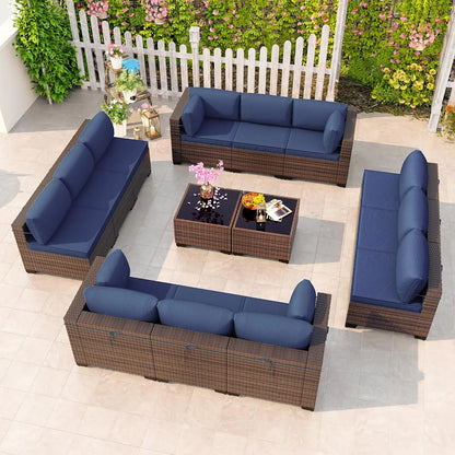 12 Piece Patio Furniture Set, Outdoor Wicker Sectional Sofa, Customized