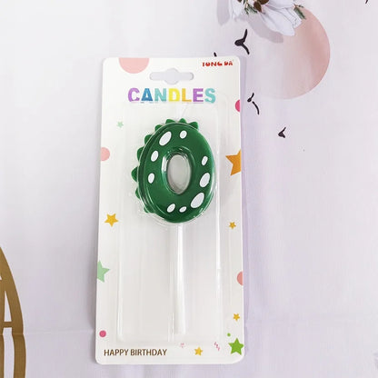 New Green Dinosaur Candle Point Pencil Candles Combination Set 0-9 Number Birthday Candles Party Anniversary Cake Decoration