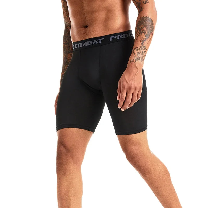 Quick Dry Breathable Compression Long Boxer Briefs for Men Moisture Wicking Tight Base Layer Underpants Workout Jogging Outdoor