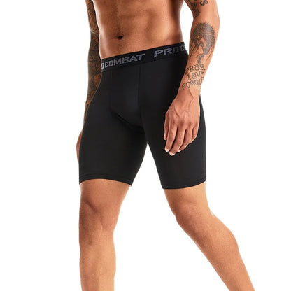 Quick Dry Breathable Compression Long Boxer Briefs for Men Moisture Wicking Tight Base Layer Underpants Workout Jogging Outdoor