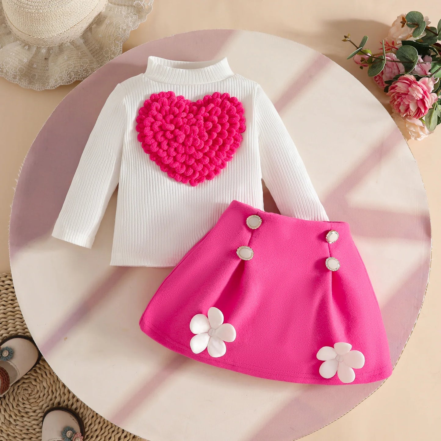 Baby Girls Clothes New Year Set 0-3Y Long Sleeve Big Bow Top Irregular Skirt and Beret 3Pcs Toddler Christmas Clothes