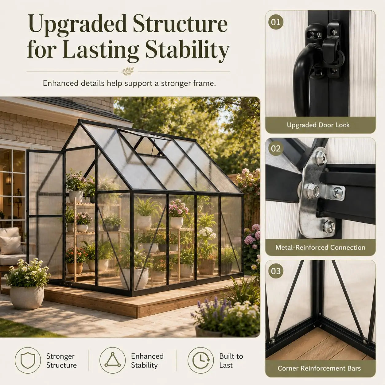 6x8 FT Polycarbonate Greenhouse, Walk-in Greenhouses for Outdoors, Aluminum Frame Plant Green House with Locking, Customized