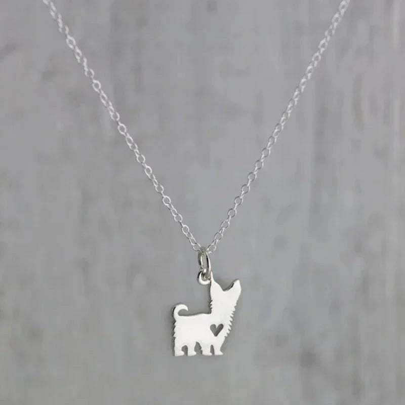 Puppy Necklace Stainless Steel Dog Shape Pendant Animal Dog Chain Necklace For Women Jewerly