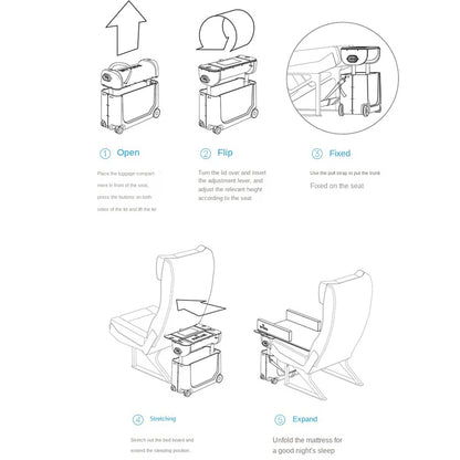 Children's Luggage Can Lie Down Can Sit Can Ride Multi Purpose Child Cabin Suitcase ABS Multifunctional Baby Traveller's Bed
