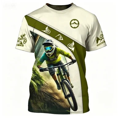 Outdoor Mountain Bike Sport Theme Printed Short-sleeve T-shirt Breathable Casual Sport Top for Cycling Enthusiasts