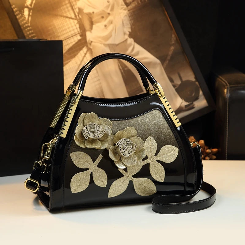 2026 Luxury Fashion Genuine Leather Women Handbags Shoulder Messenger Bag Female  New Large Capacity Flower Crossbody Tote Bags