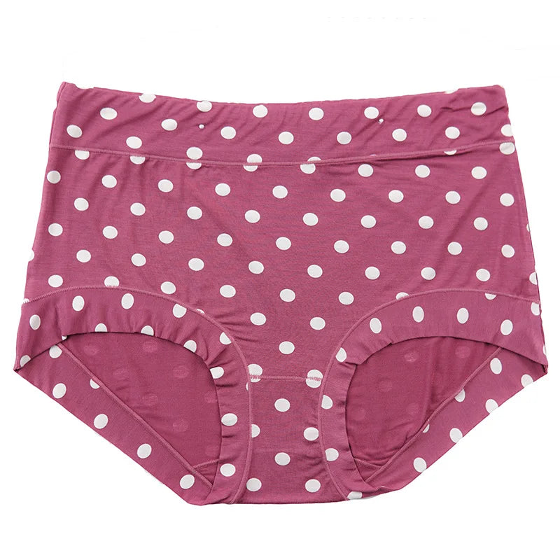 Modal Large size Panties for fat Lady Fashion Polka dot briefs High waist wide leg boyshorts cotton crotch underpants