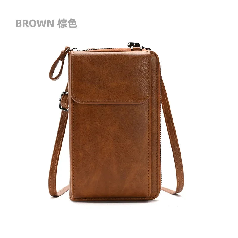 Fashion Crossbody Bag PU Leather Mobile Phone Purse Bags Multifunction Messenger Wallet Small Female Shoulder Handbags for Women