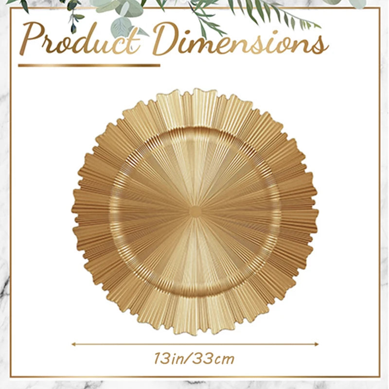 100/50/30/20/10 Pack Gold Charger Plates Luxury Set for Wedding Table Dinner Birthday Party Reception Banquet Holiday Home Decor