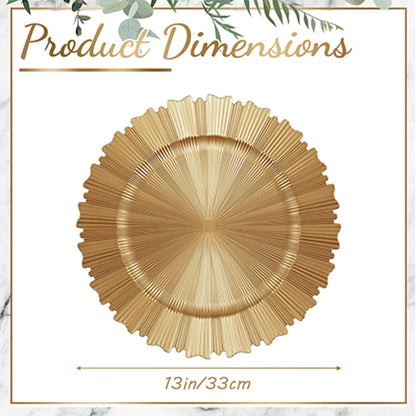 100/50/30/20/10 Pack Gold Charger Plates Luxury Set for Wedding Table Dinner Birthday Party Reception Banquet Holiday Home Decor