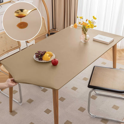 Waterproof Table Cloth Picnic Elastic PU Leather Fitted Edged Table Cloth Stretch Square/Rectangle Table Cover Wipe-Clean