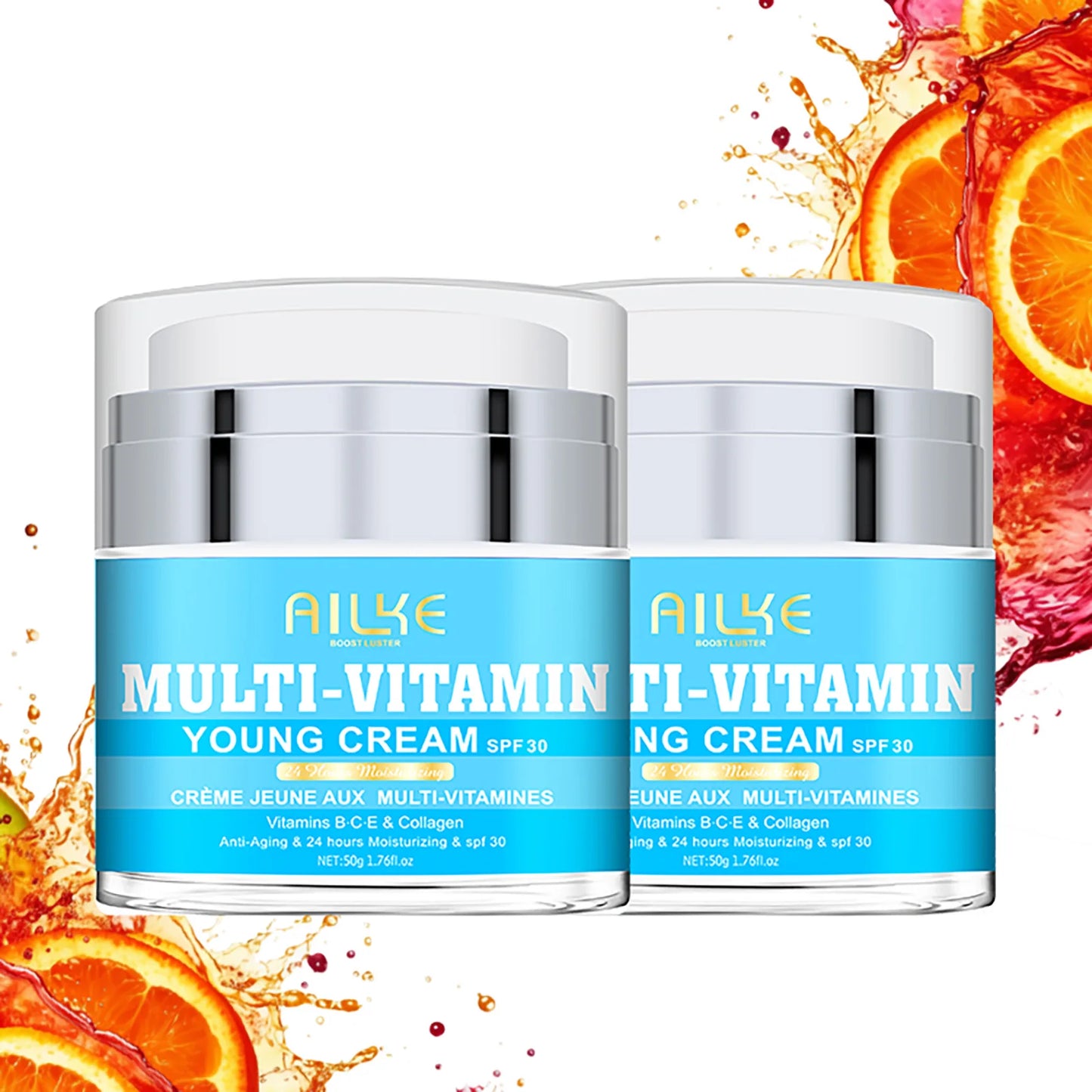 AILKE Multi Vitamin Brightening Skin Care Set, With Vitamin C E B5, Hydrating, Anti Dark Spots, Wrinkles, Even Tone for Women