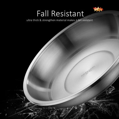 22/24/26cm Diameter Pure 304 Stainless Steel Platters LFGB Certified Fall Resistant Dinning Plate Well Polished Tableware