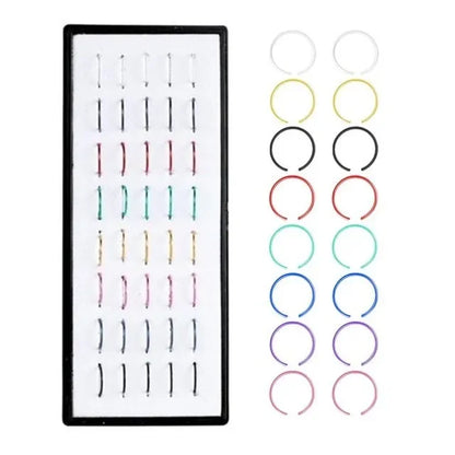 40/60pc Stainless Steel Straight L Nose Stud for Women Nose Ring Set