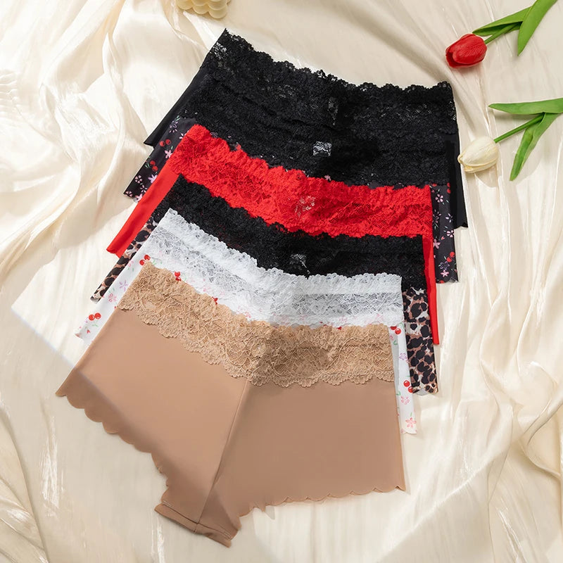 BZEL Fashion Women's Panties Lace Sexy Leopard Hollow Lingerie Charming Underwear Breathable Boxers Woman Boyshorts Underpants
