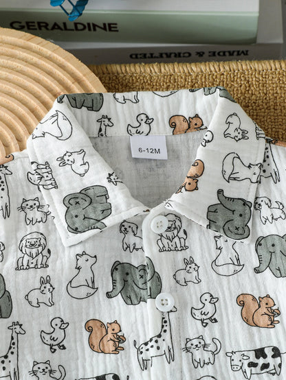 2025 New Summer Dinosaur Cartoon Printed Short-sleeved T-shirt and Shorts, Fashionable and Versatile Two-piece Set for Baby Boys