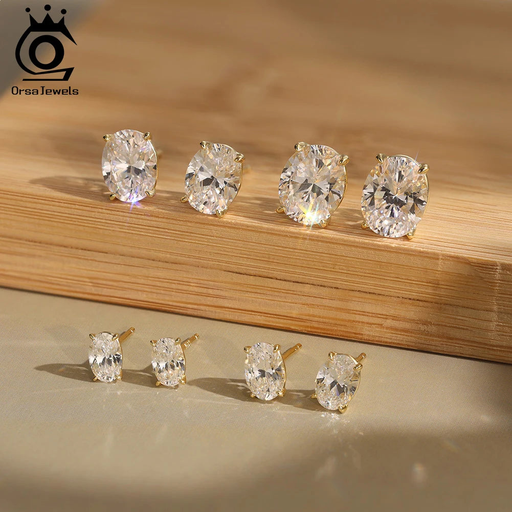 ORSA JEWELS Exquisite 925 Sterling Silver Zircon Earrings for Women Shiny 8A Premium Cubic Zirconia Earrings Party Jewelry LZE03