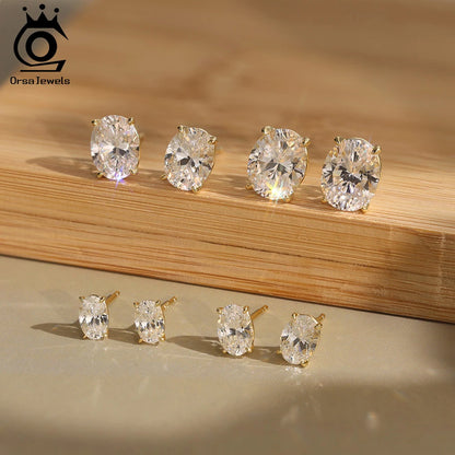 ORSA JEWELS Exquisite 925 Sterling Silver Zircon Earrings for Women Shiny 8A Premium Cubic Zirconia Earrings Party Jewelry LZE03