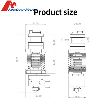 3D Printer Drago Hotend，E3D V6 Hotend High Flow Bimetal Heatbreak Compatible with VoronV0.1 V2.4, Pursa i3 mk3s ,Cr-10 V2 3d Pri