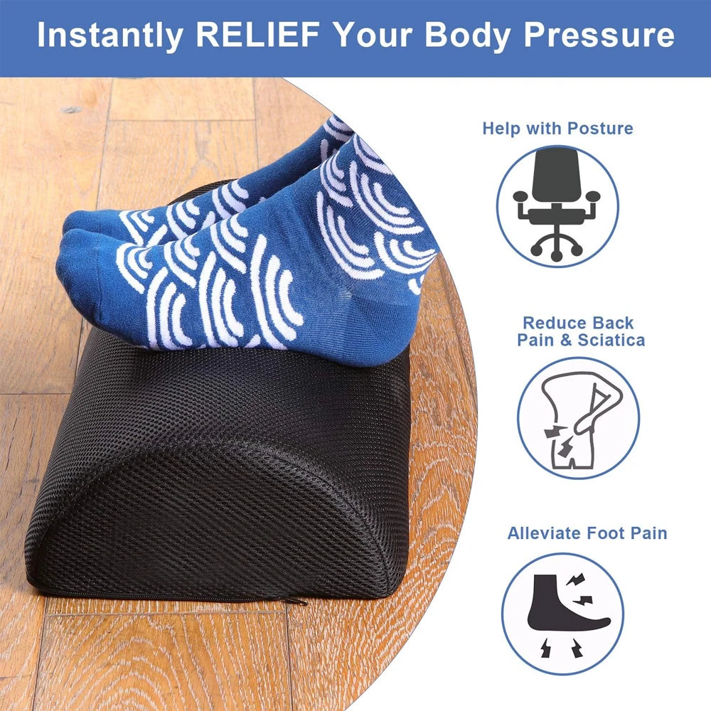Foot Rest for Under Desk, Soft Foam Office Accessory with Washable Cover, Foot Stool for Car Home Office, Relieves Leg & Ankle