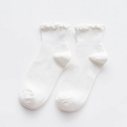 Ruffle Socks Women White Black Frilly Lolita Style Japanese Maiden Cute Kawaii Cotton Harajuku Princess Crew Socks Calcetines